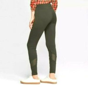 TT: Fashion Leggings with Mesh Inserts Olive Green